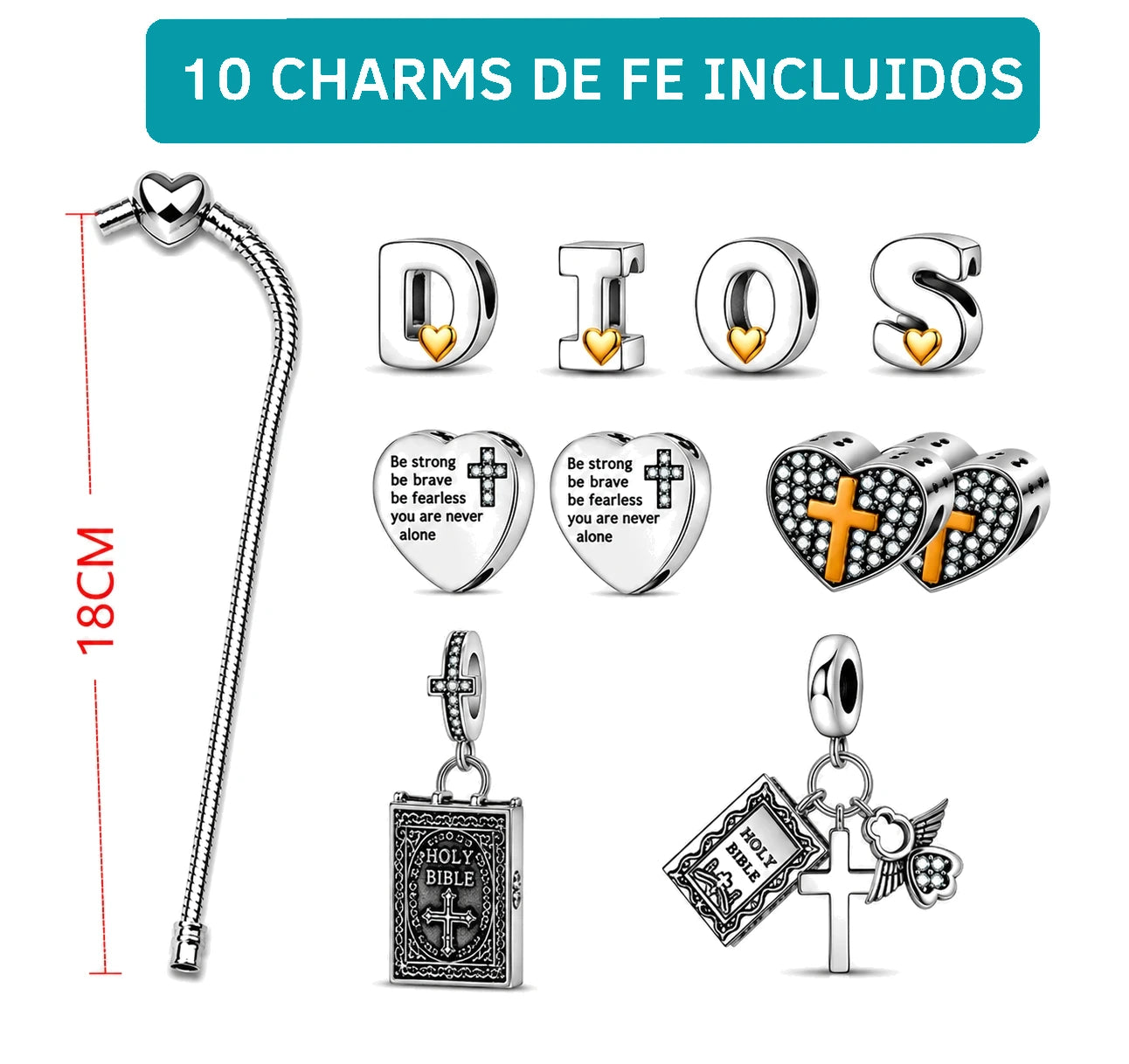 Pulsera con Charms de Fe Ajustable (nueva versión)