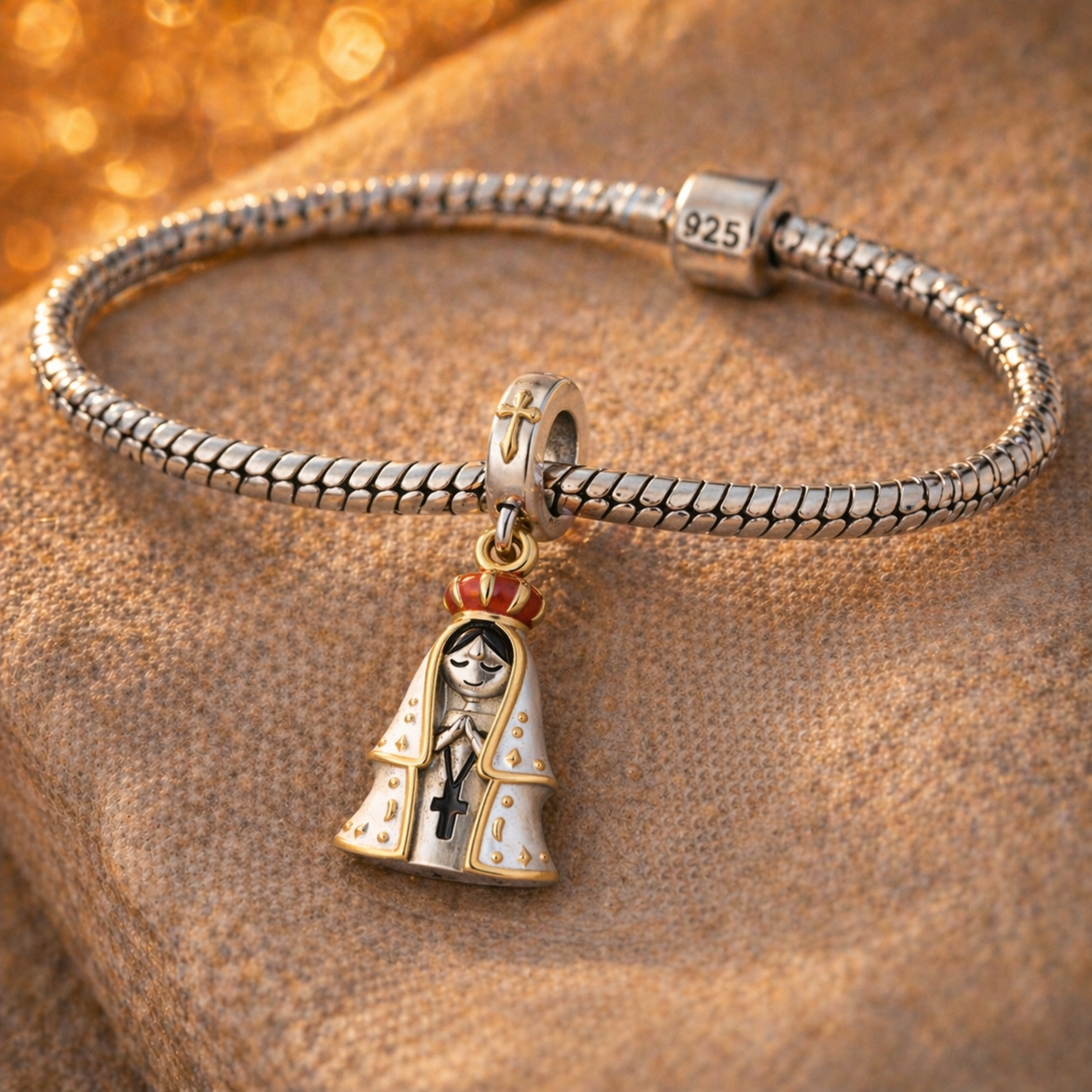 Dije Virgen de Fátima Mensajera de Paz — Plata 925
