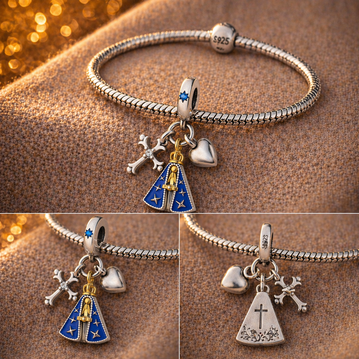 Dije Madre del Cielo Azul — Plata 925