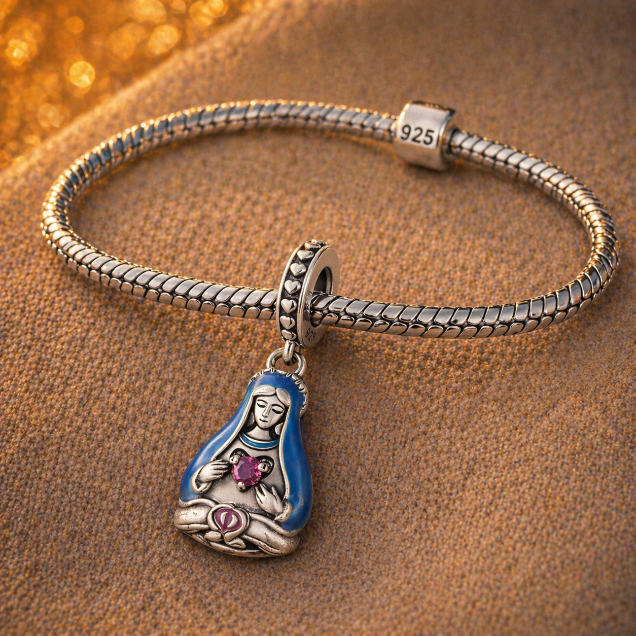Dije Inmaculado Corazón de María — Plata 925