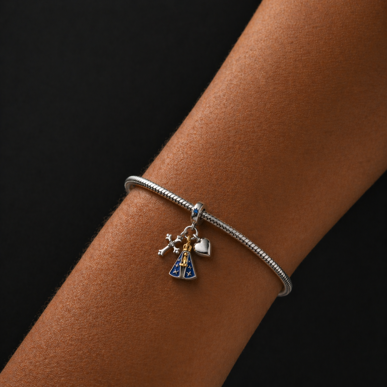 Dije Madre del Cielo Azul — Plata 925