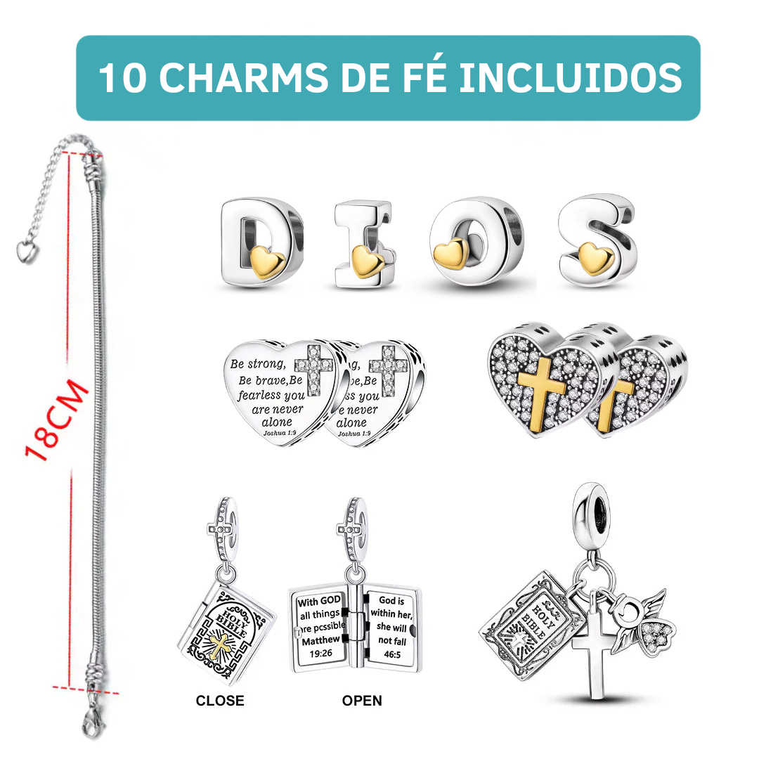 Pulsera Charms de Fe Ajustable